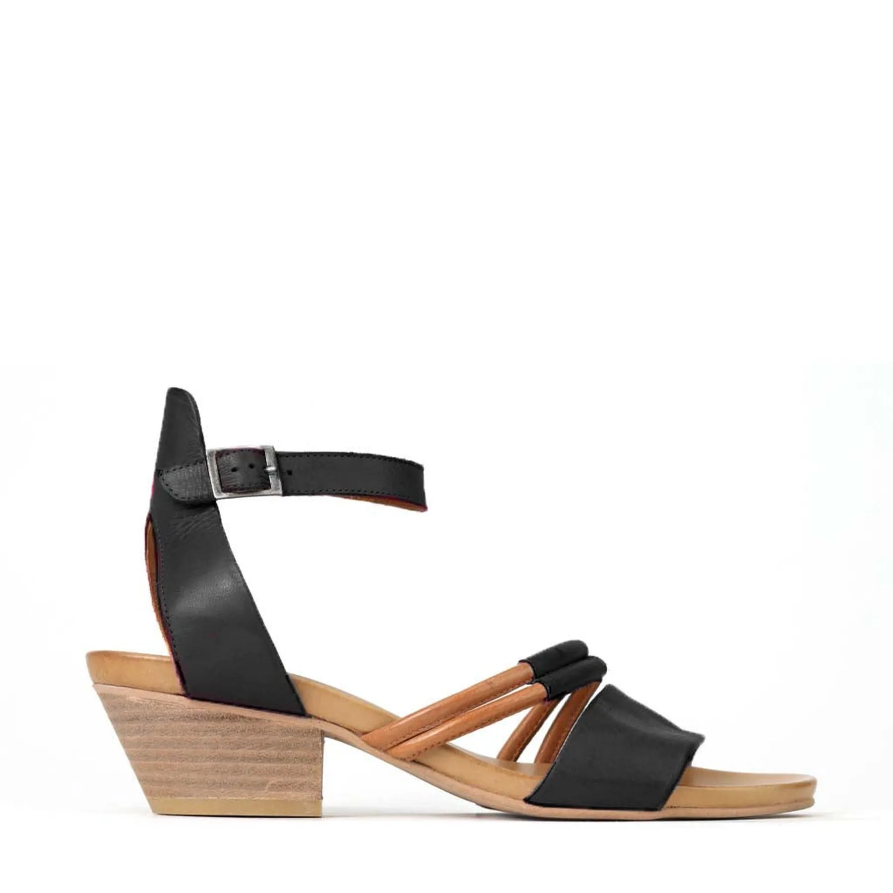 CURO ANKLE STRAP HEEL SANDALS LEATHER