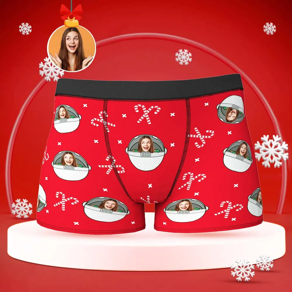 Custom Face Boxers Briefs Personalised Men's Shorts With Photo Christmas Gifts Red