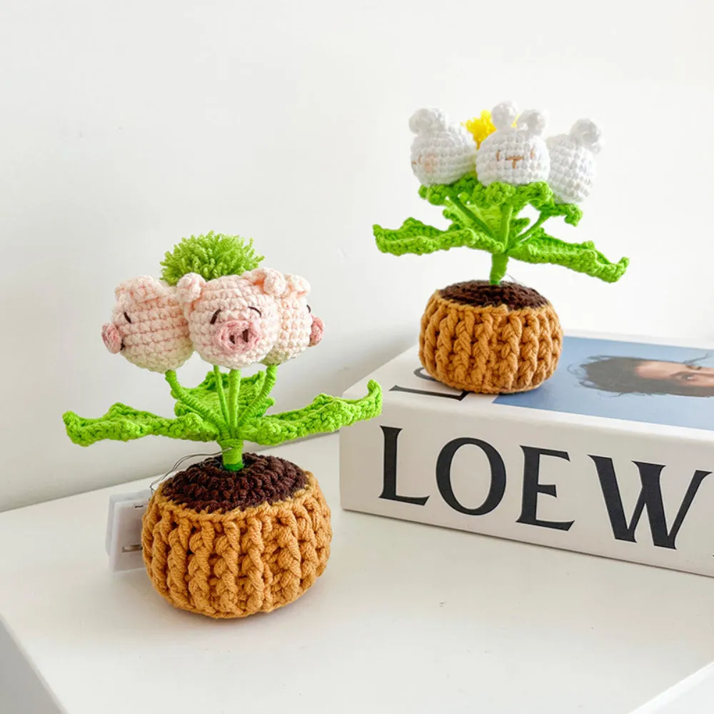 Doll Flowers Night Light Crochet Artificial Lamp Home Decor Gifts