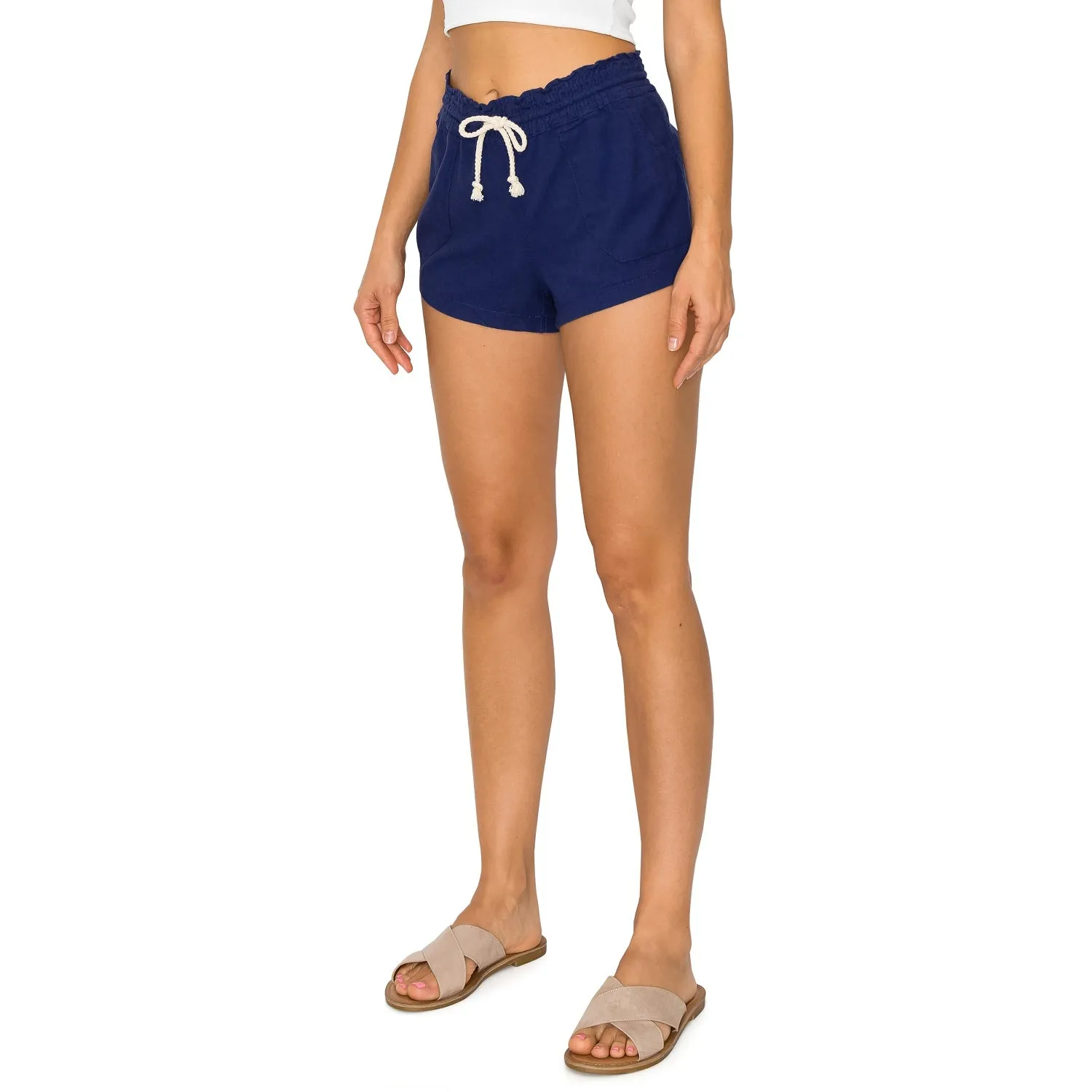 Drawstring Linen Shorts - Cobalt