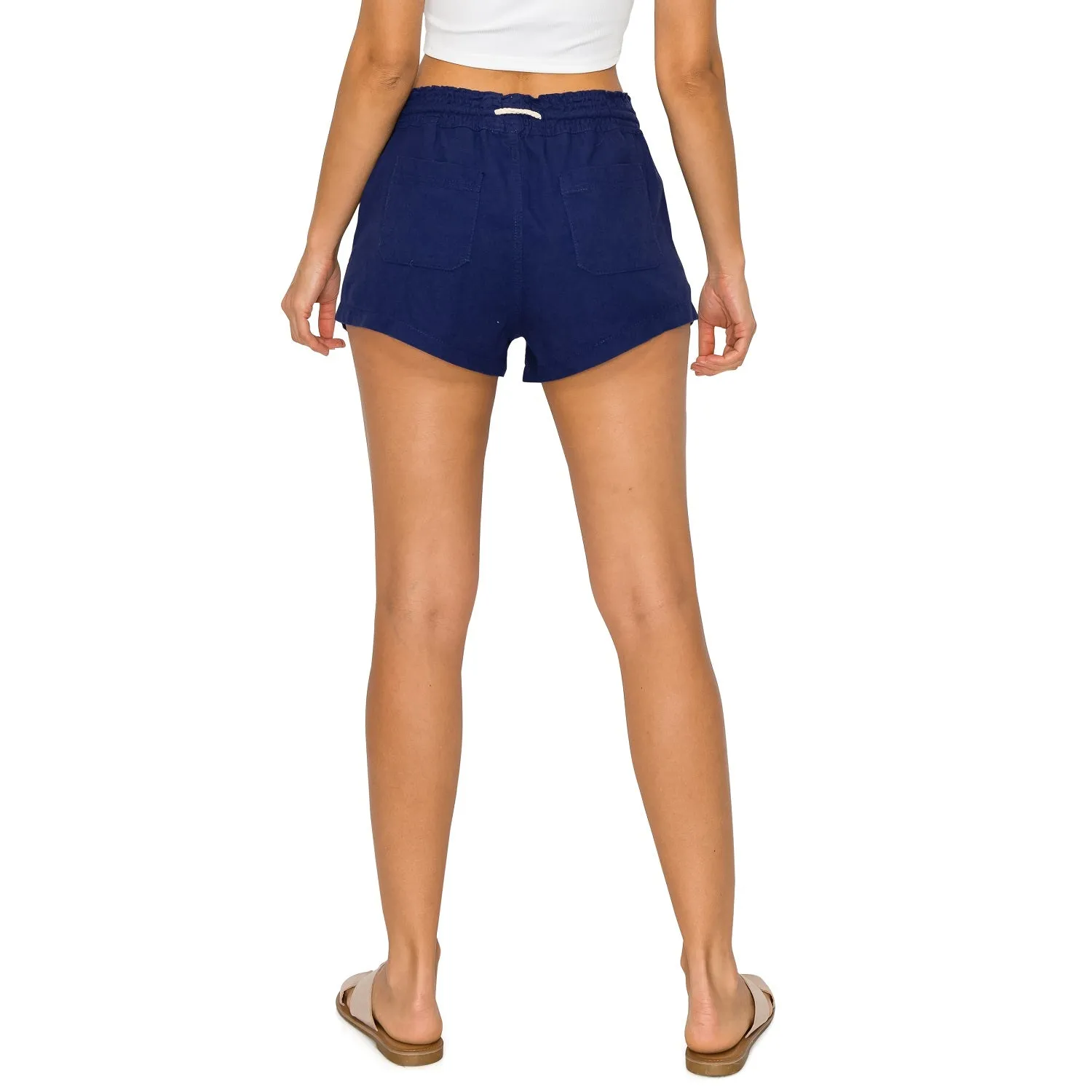 Drawstring Linen Shorts - Cobalt