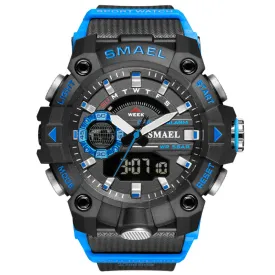 Dual Display Sports Watch Waterproof 50M 12/24 Clock, LED Display