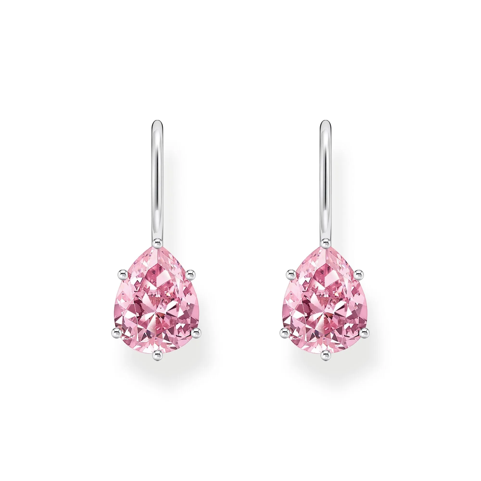 Earrings with pink drop-shaped zirconia