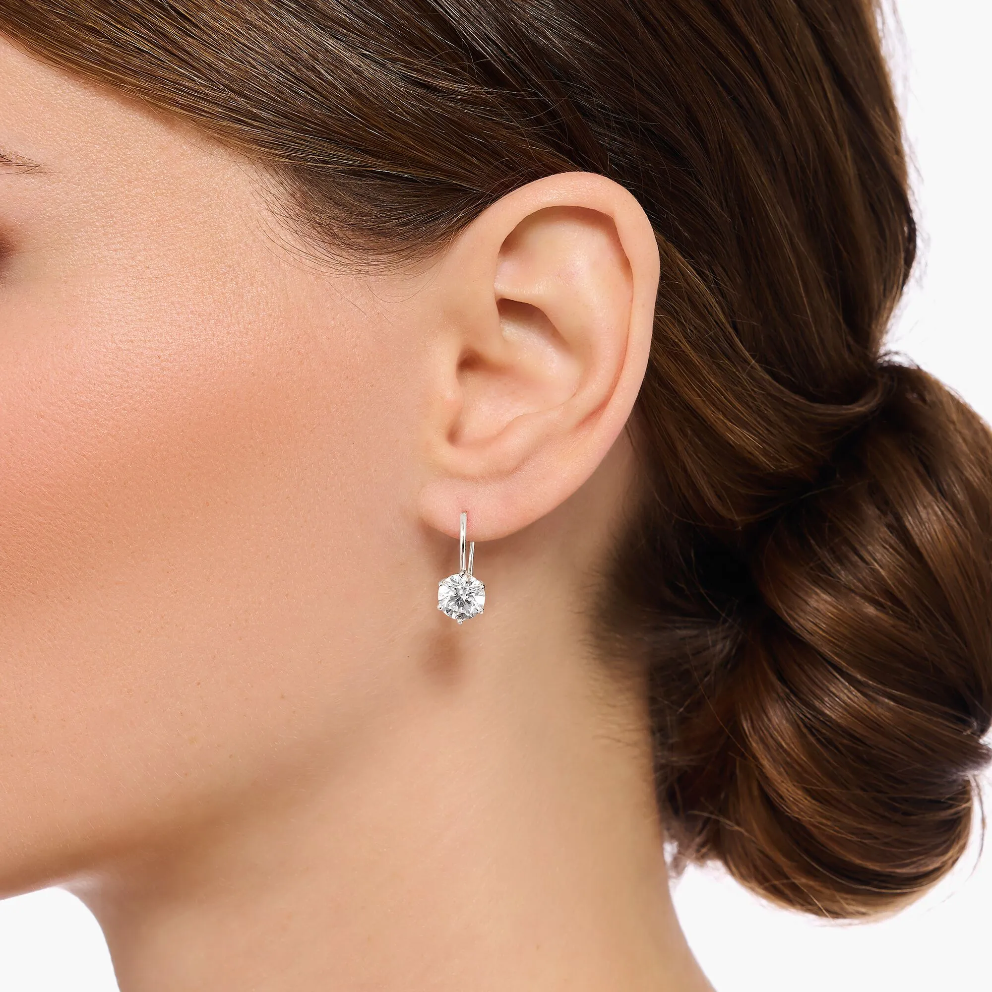 Earrings with white zirconia - silver