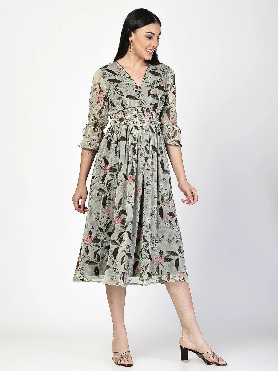 Floral Printed Flared  Dress