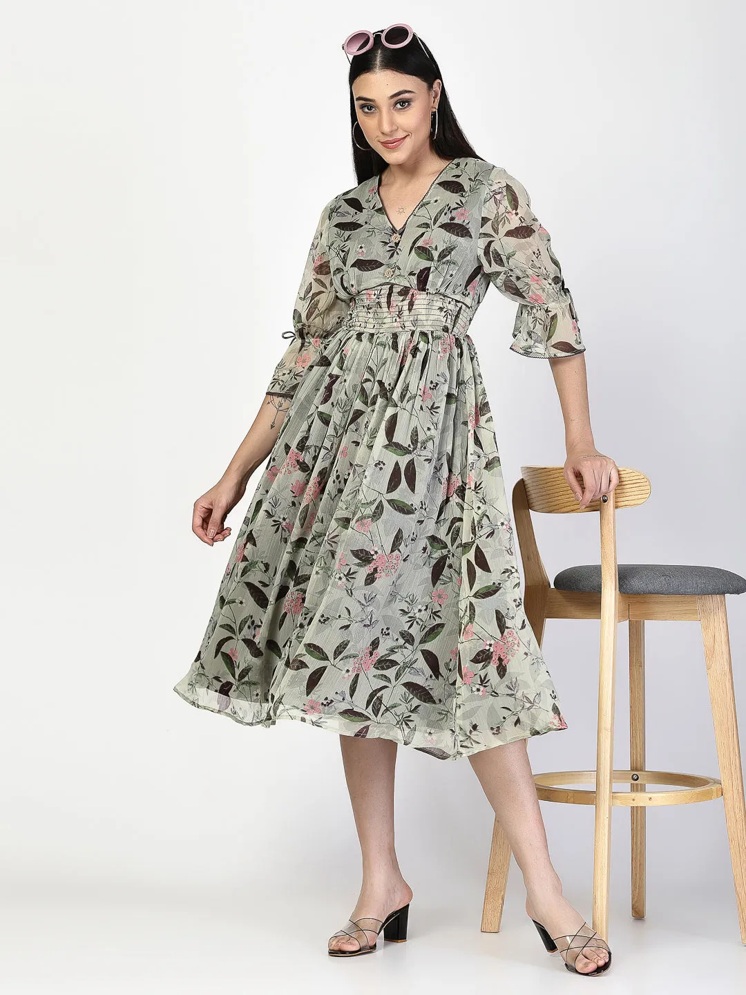 Floral Printed Flared  Dress