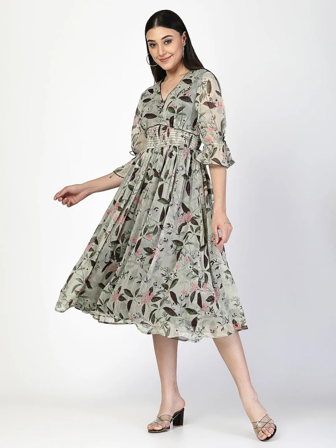 Floral Printed Flared  Dress