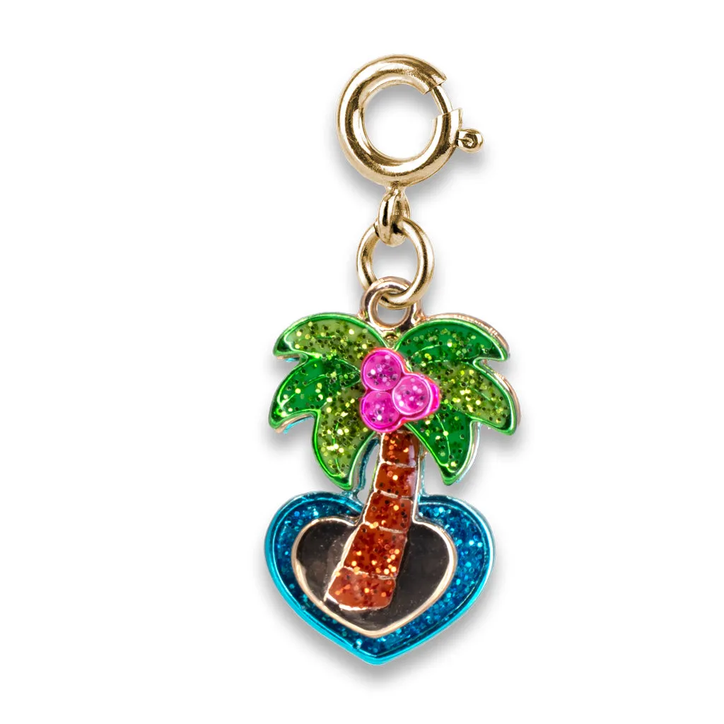 Gold Glitter Palm Tree Charm