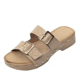 GRV Sandals For Women Buckle Strap Comfy Anti-slip Casual Slippers