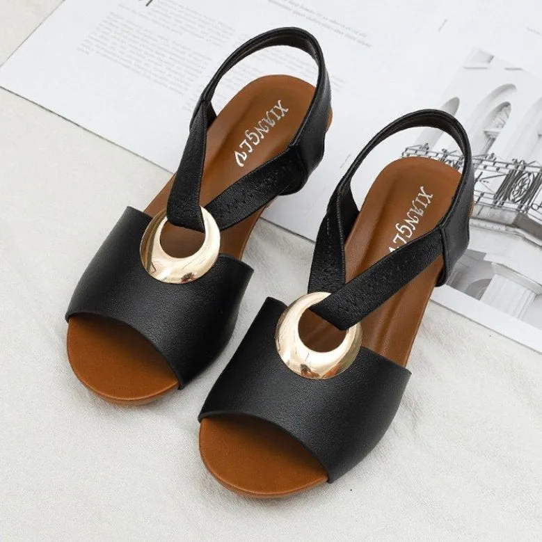 GRW Casual Walking Sandals Women Back Strap Comfy Toe Wedge Sandals Trendy Beach Fashion