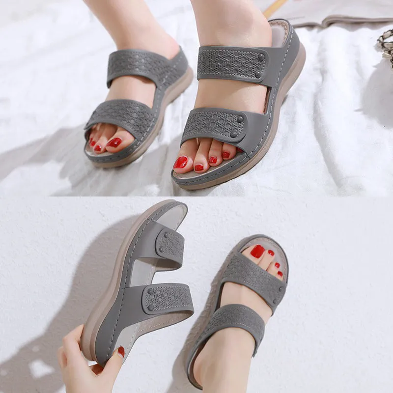 GRW Leisure Sandals Women Cushioned EVA Sole Breathable Vintage Slides Basic Summer