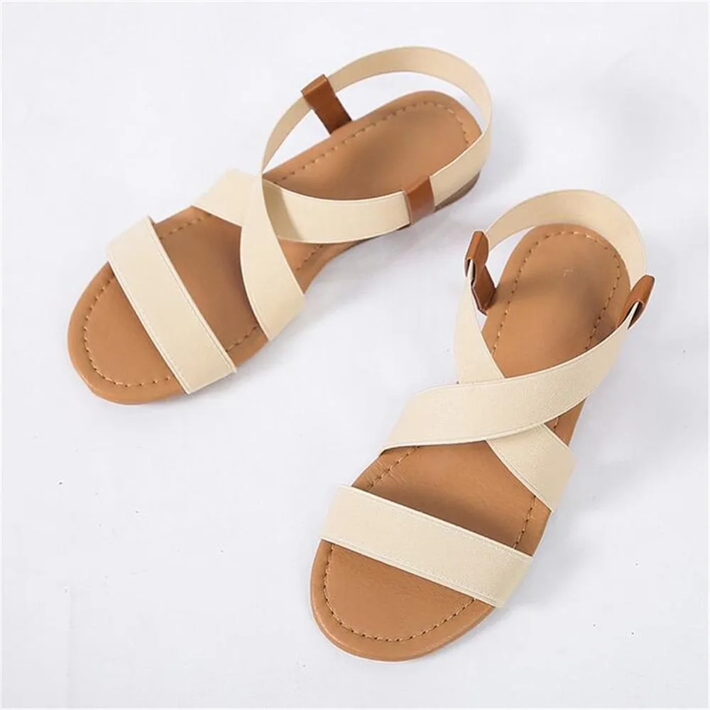 GRW Women Sandals Summer Beach Elastic Strap Anti-slip Soles