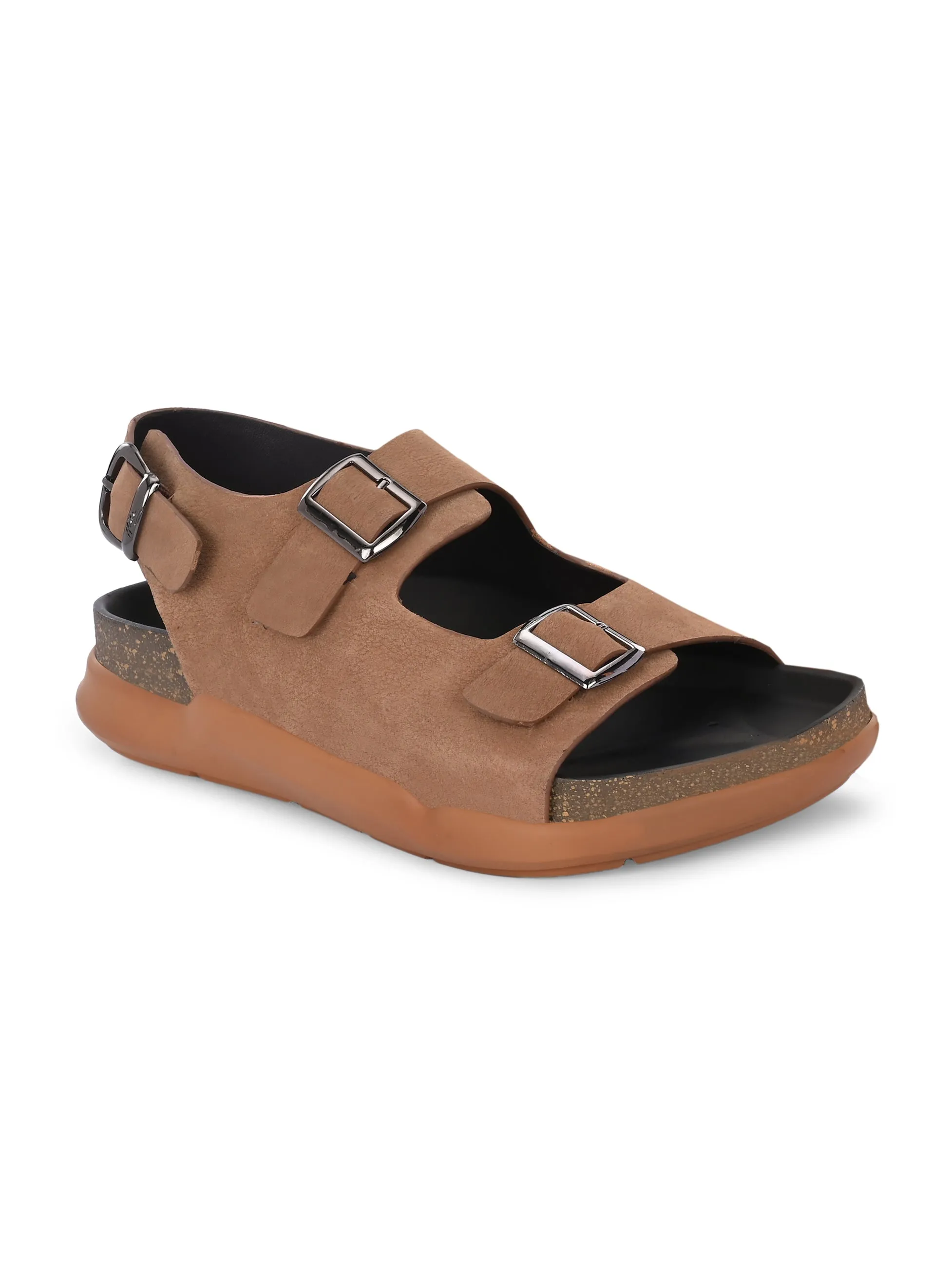 Hitz Men's Tan Leather Daily Wear Sandals