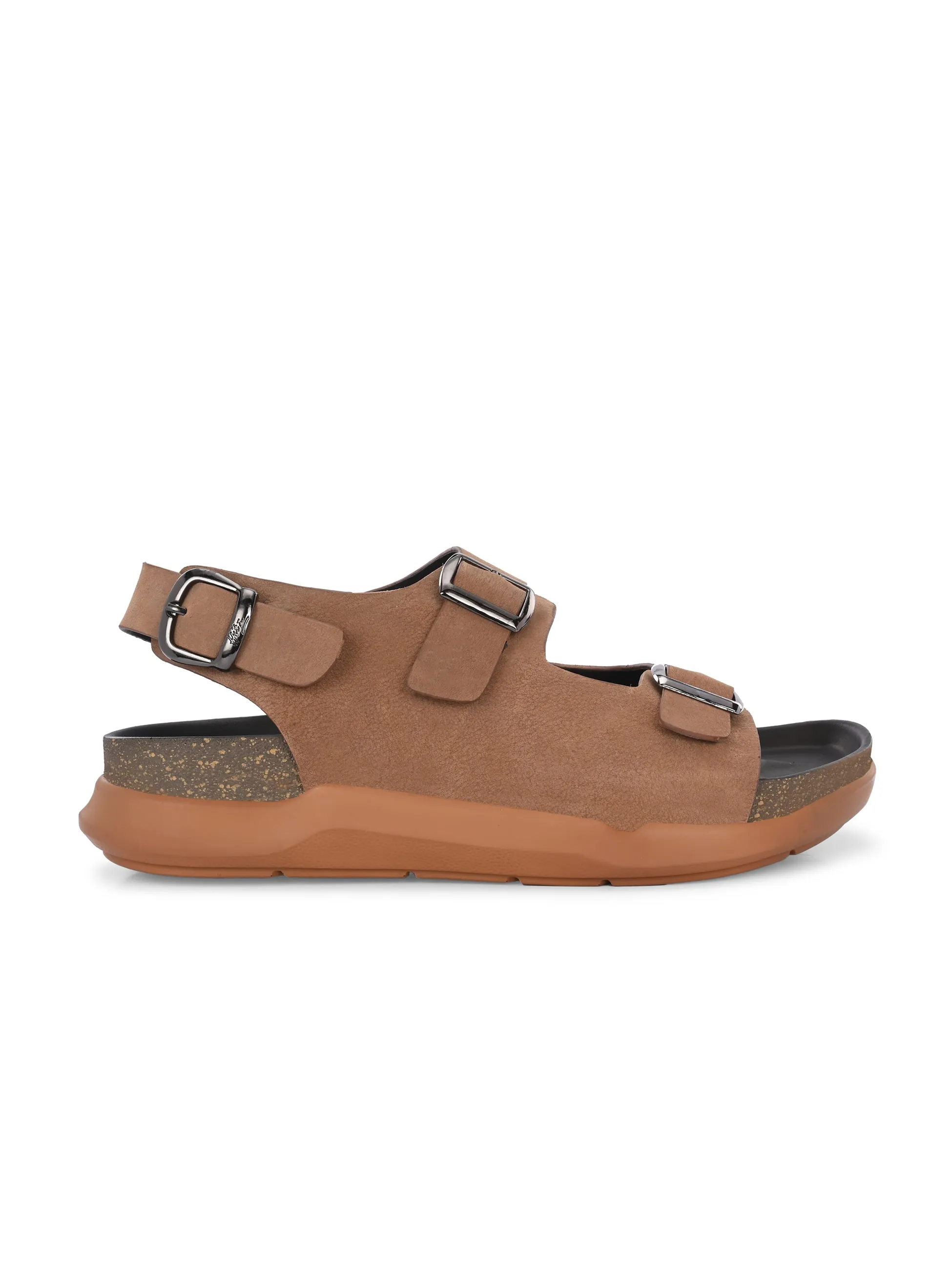 Hitz Men's Tan Leather Daily Wear Sandals