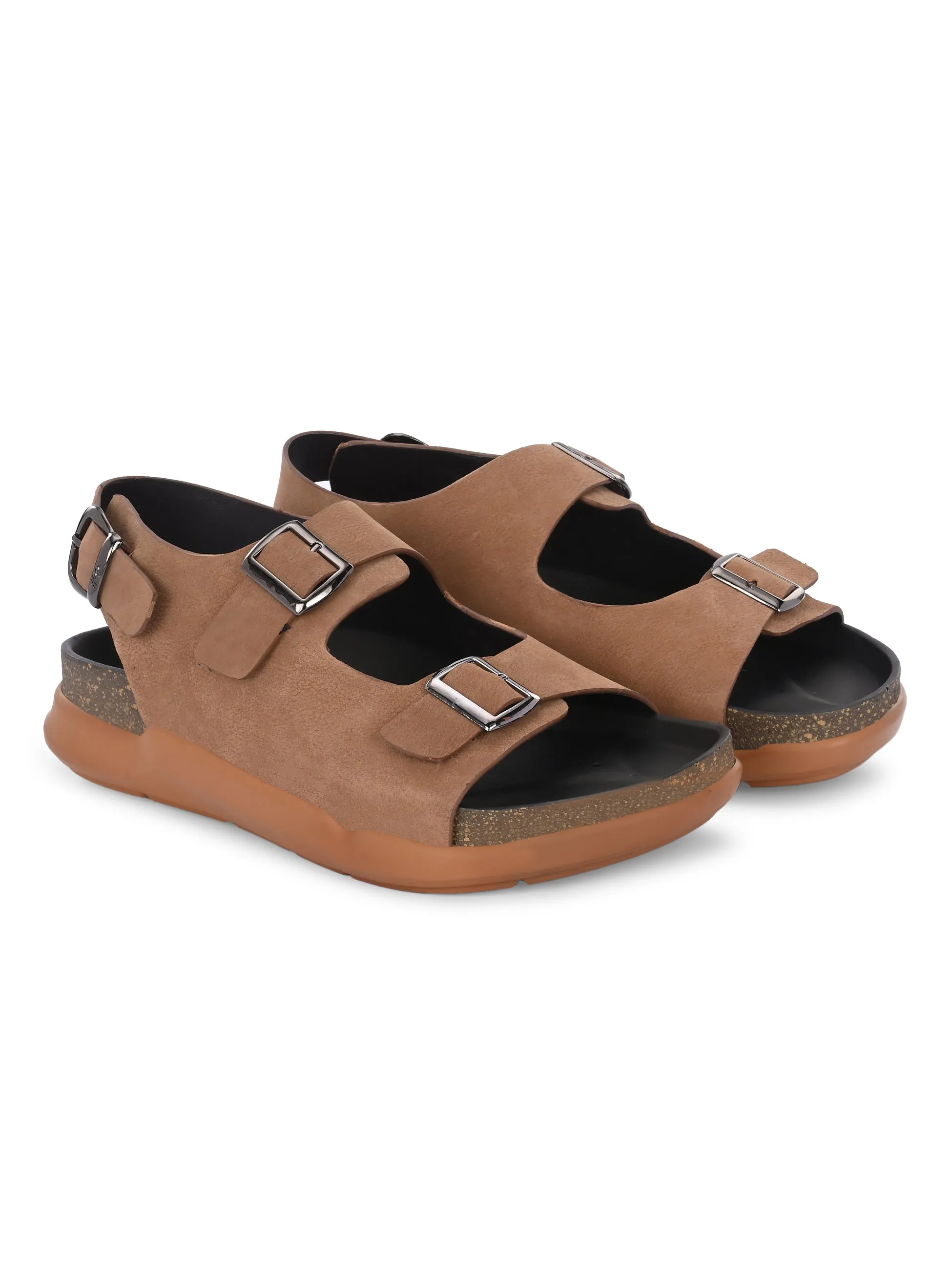 Hitz Men's Tan Leather Daily Wear Sandals