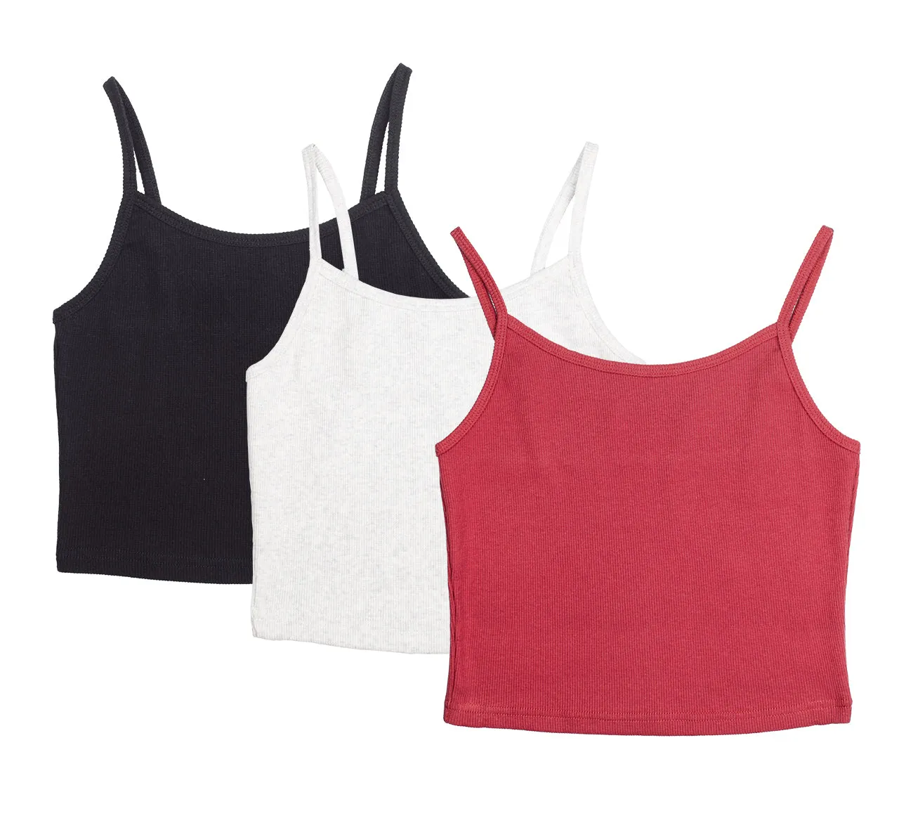 icyzone Spaghetti Strap Tank Crop Top - Sleeveless Open Back Cotton Ribbed Knit Cami Shirts Women