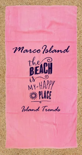 Island Trends Happy Place Beach Towel - Baby Pink