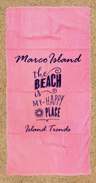 Island Trends Happy Place Beach Towel - Baby Pink