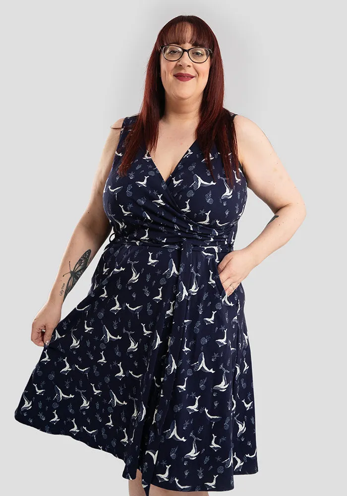 Keiko Whales Print Cotton Dress