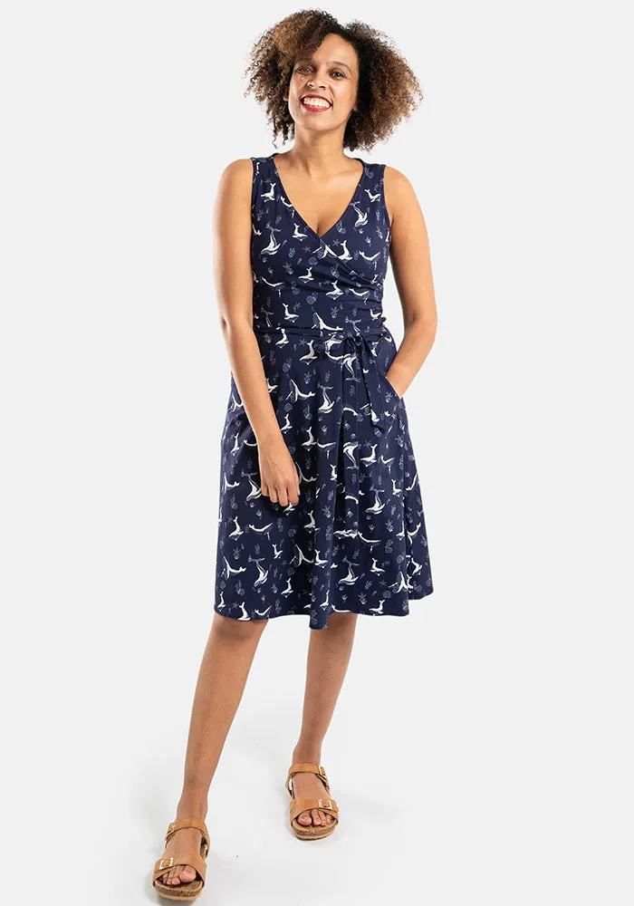 Keiko Whales Print Cotton Dress