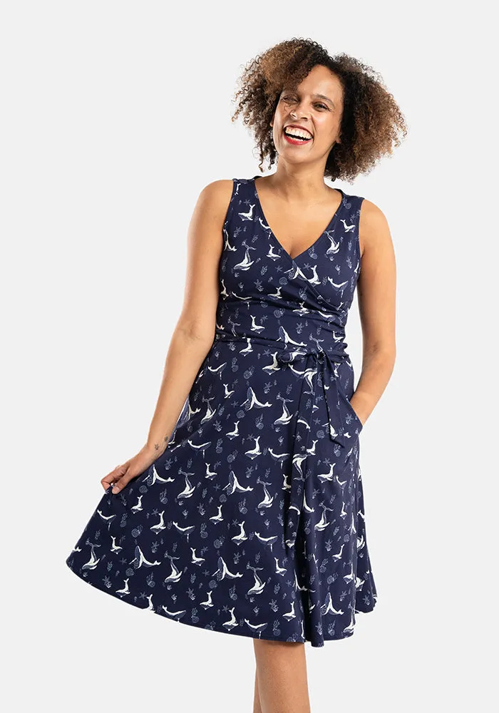 Keiko Whales Print Cotton Dress