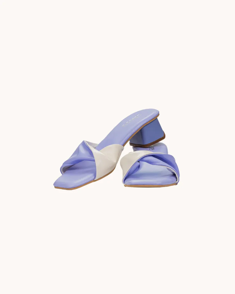 Lilac Dual-Tone Twisted Strap Block Heels for Women