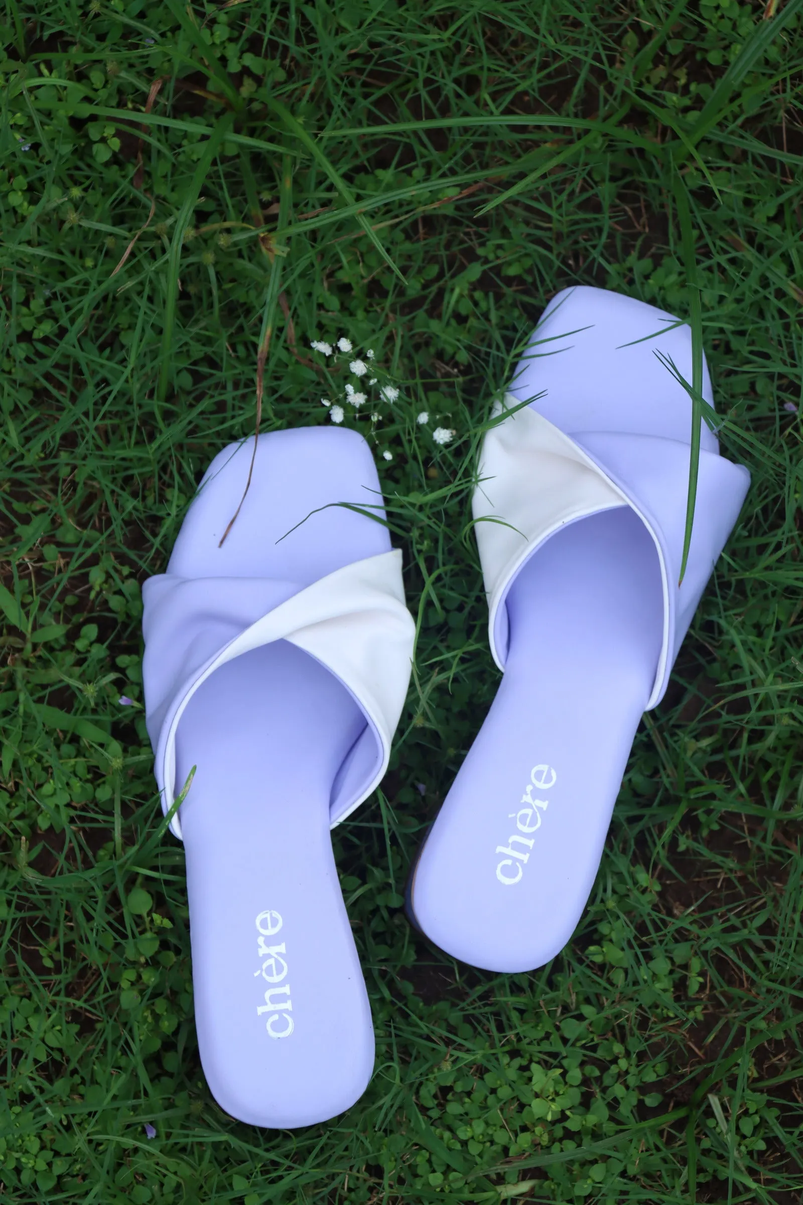 Lilac Dual-Tone Twisted Strap Block Heels for Women