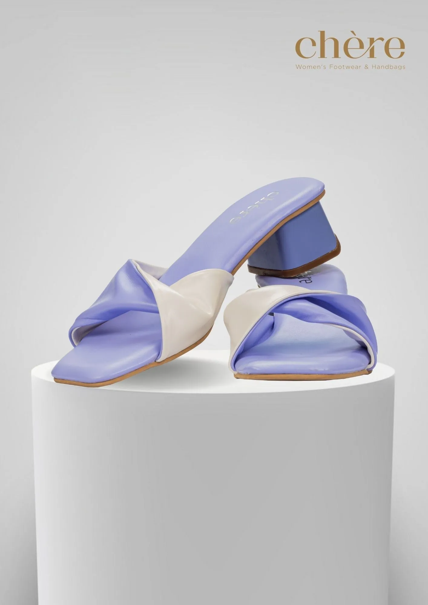 Lilac Dual-Tone Twisted Strap Block Heels for Women