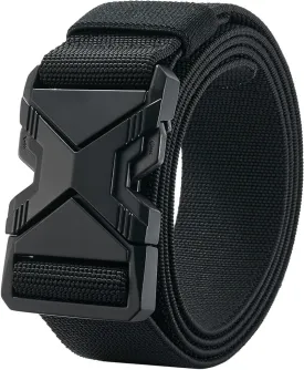 LionVII Tactical Belt, Elastic Stretch Military 1.5" Web Belt with Heavy Duty Quick Release Buckle for Waist Size Below 48"