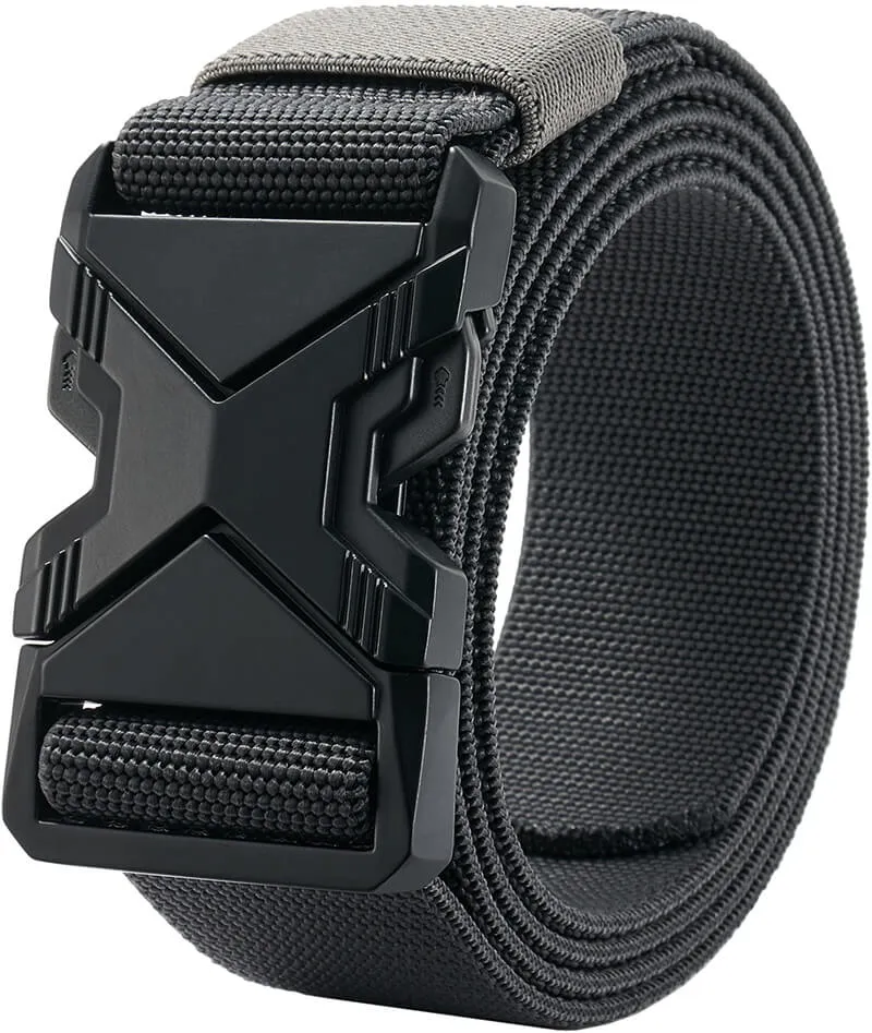 LionVII Tactical Belt, Elastic Stretch Military 1.5" Web Belt with Heavy Duty Quick Release Buckle for Waist Size Below 48"