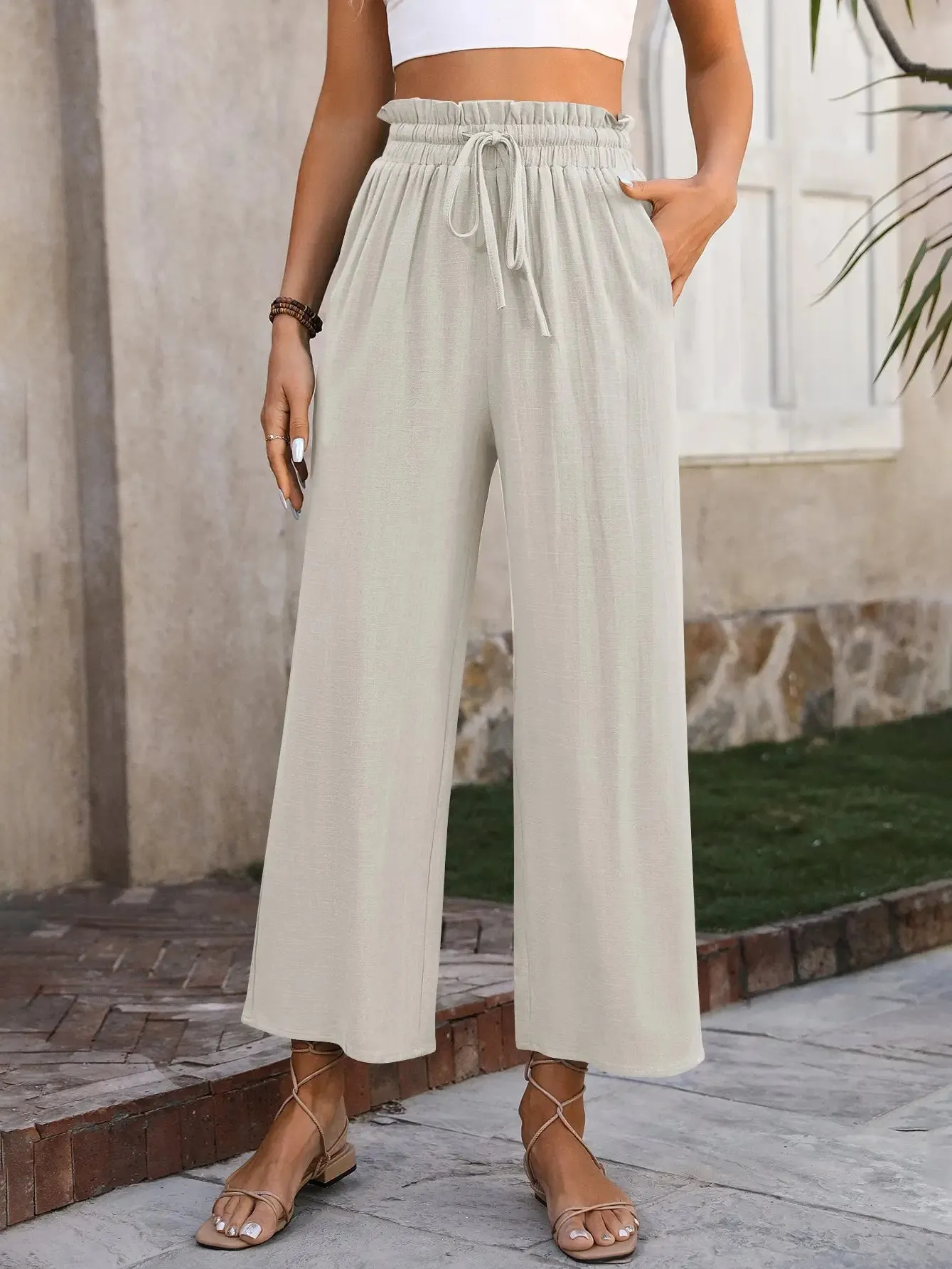 Lovesoft Casual High Waisted Loose Trousers