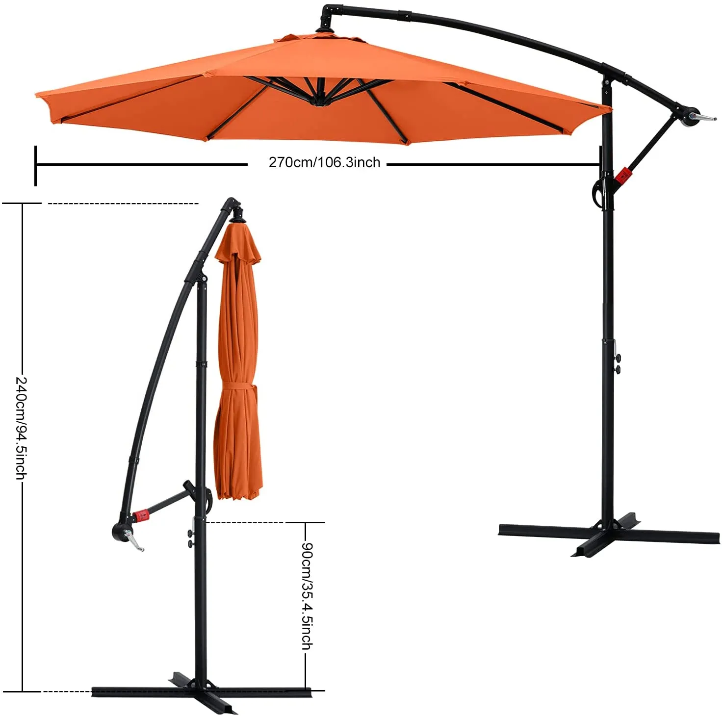 MASTERCANOPY Cantilever Patio Umbrella,with Crank and Cross Base