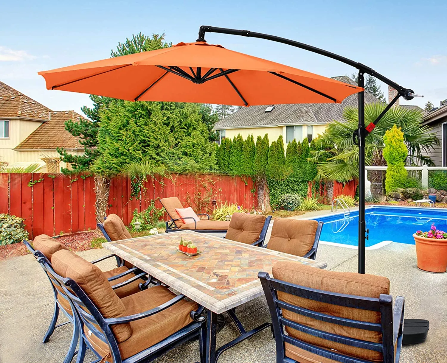 MASTERCANOPY Cantilever Patio Umbrella,with Crank and Cross Base