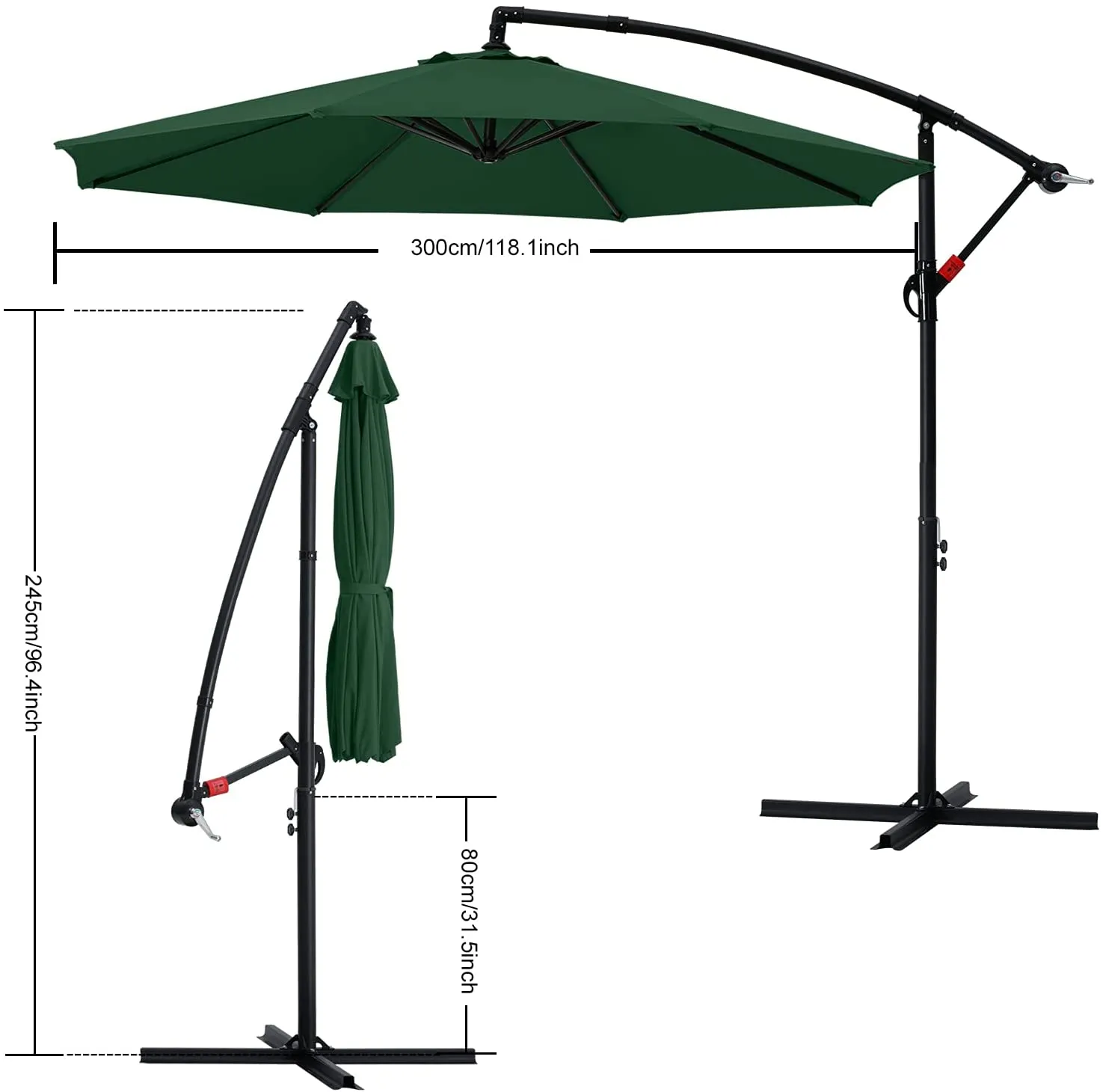 MASTERCANOPY Cantilever Patio Umbrella,with Crank and Cross Base