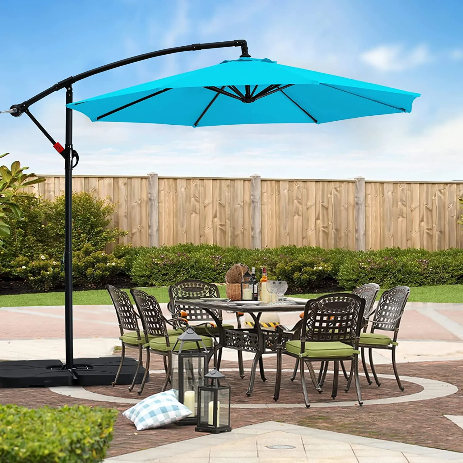 MASTERCANOPY Cantilever Patio Umbrella,with Crank and Cross Base