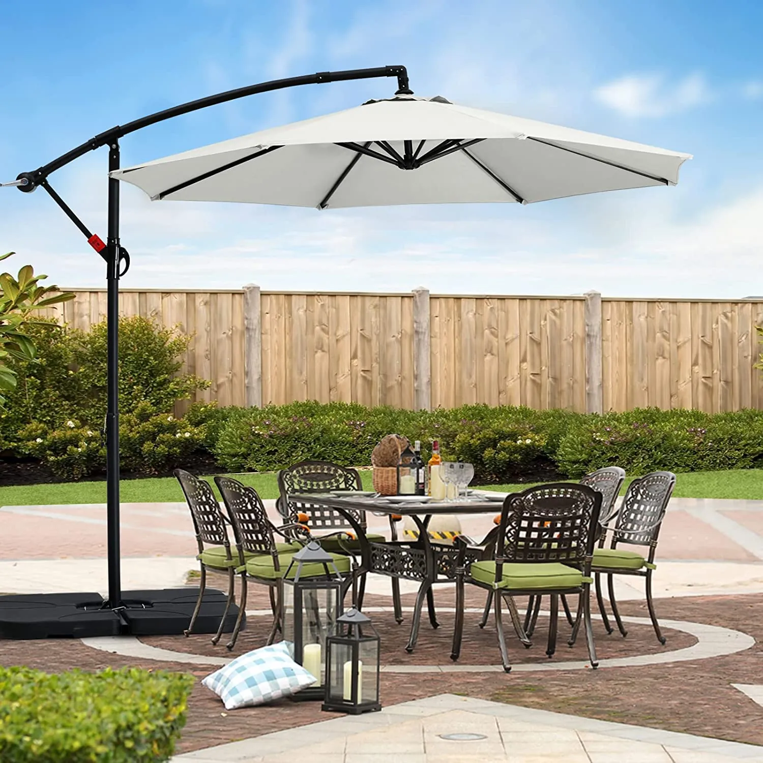 MASTERCANOPY Cantilever Patio Umbrella,with Crank and Cross Base