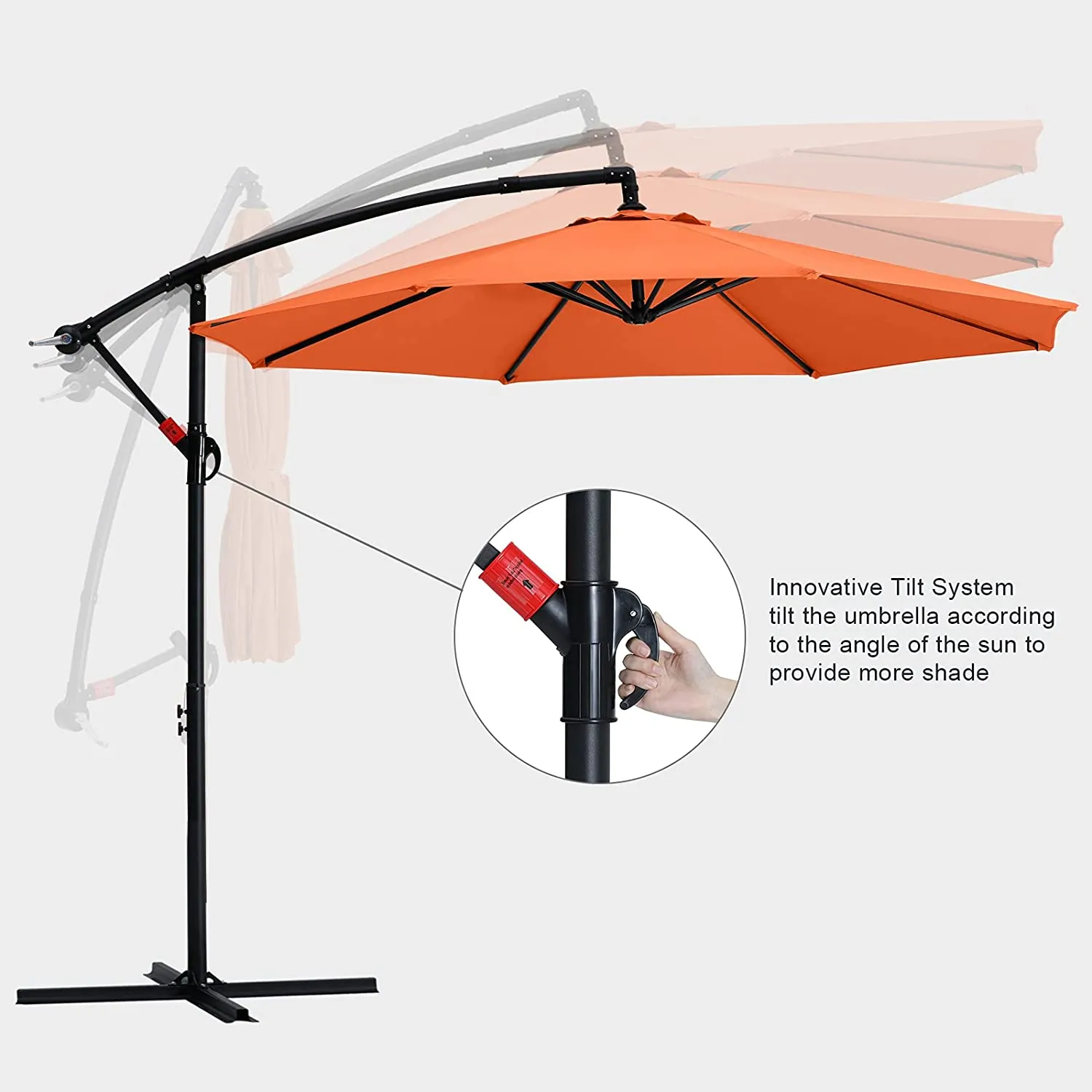 MASTERCANOPY Cantilever Patio Umbrella,with Crank and Cross Base