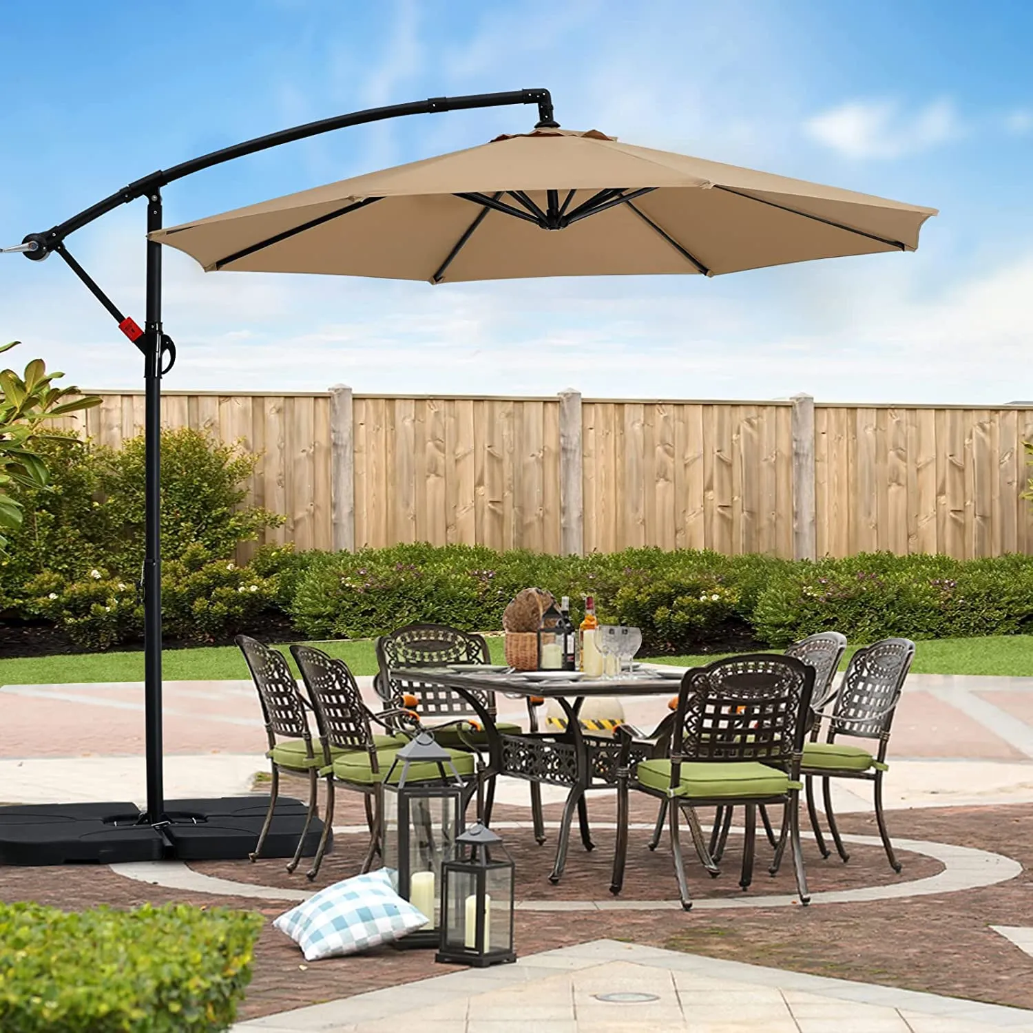 MASTERCANOPY Cantilever Patio Umbrella,with Crank and Cross Base