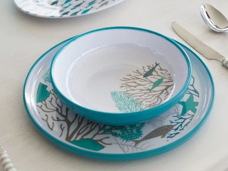 MELAMINE NON-SLIP DESSERT PLATE COASTAL, SET 6 U.