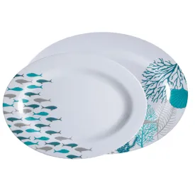 MELAMINE OVAL SERVING DISH COASTAL