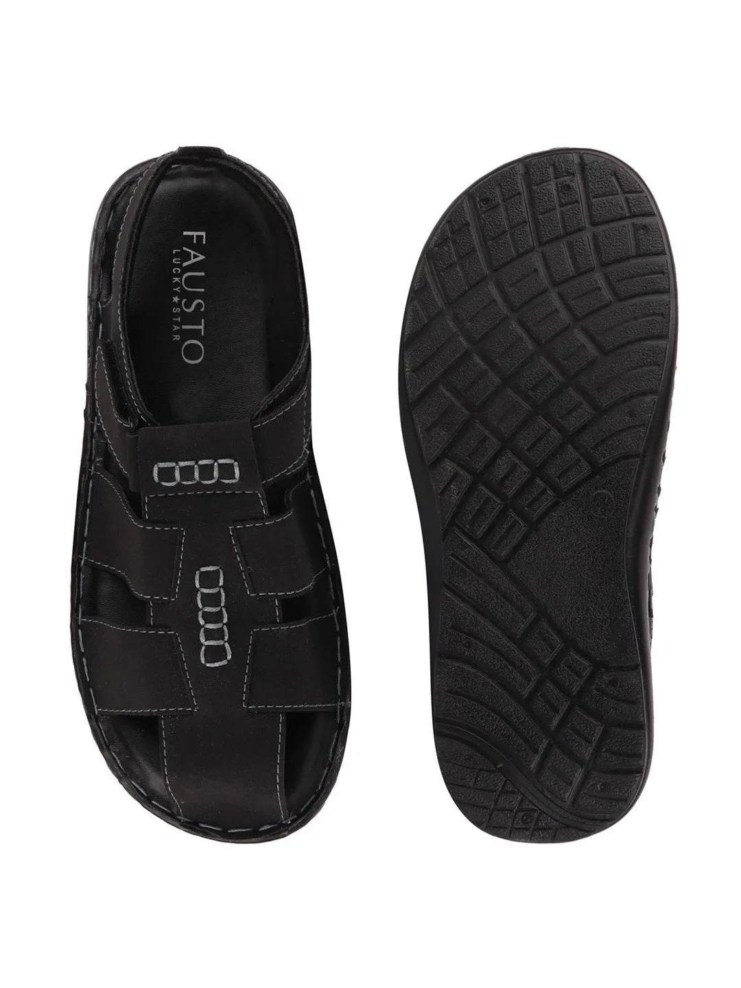 Men Black Casual Speed Laces Fishermen Sandals