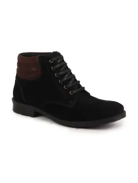 Men Black Suede Leather Chukka High Ankle Boot For Biking|Hiking|Trekking