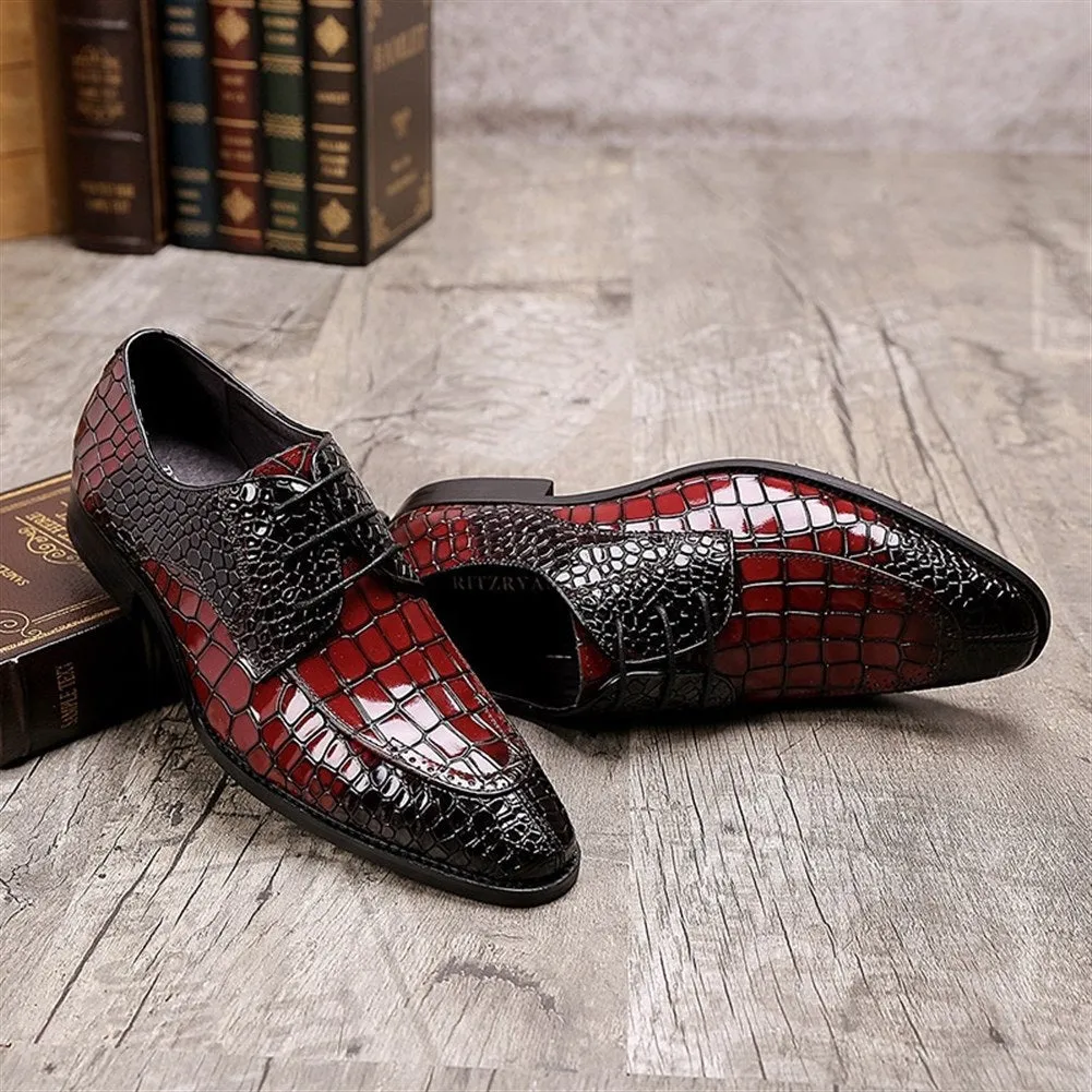 Men Lace Up 3CM Heel Formal Shoes