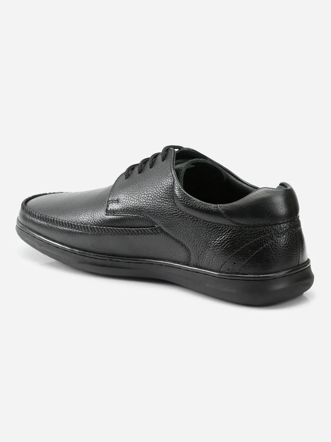 Men's Black Regular Moc Toe Lace Up Semi Formal (ID2150)