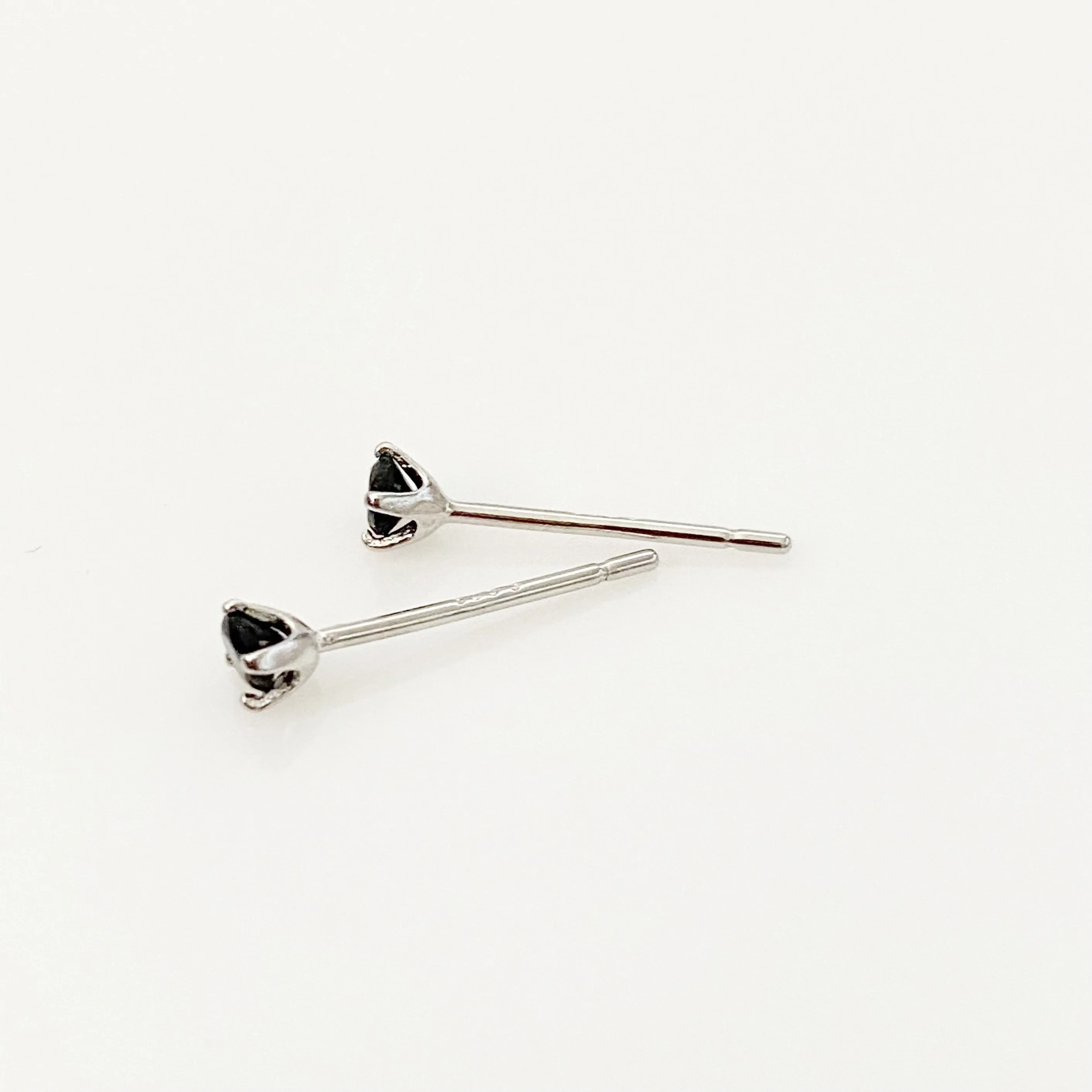 Mia Black Zirconia Stud Earrings - Silver