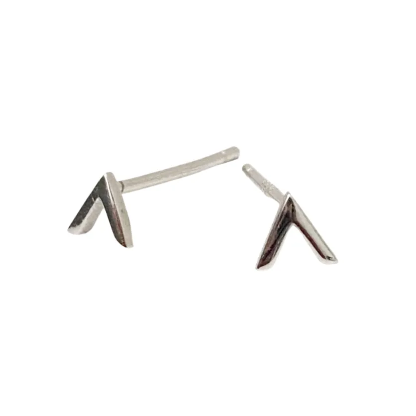 Mini V Silver Stud Earrings