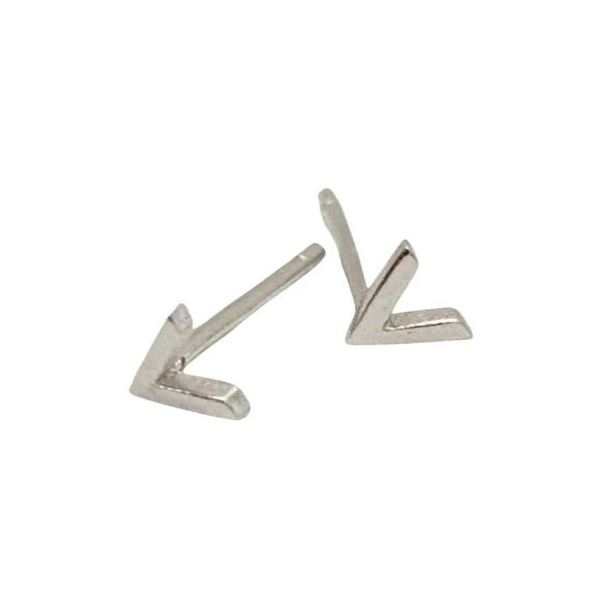 Mini V Silver Stud Earrings