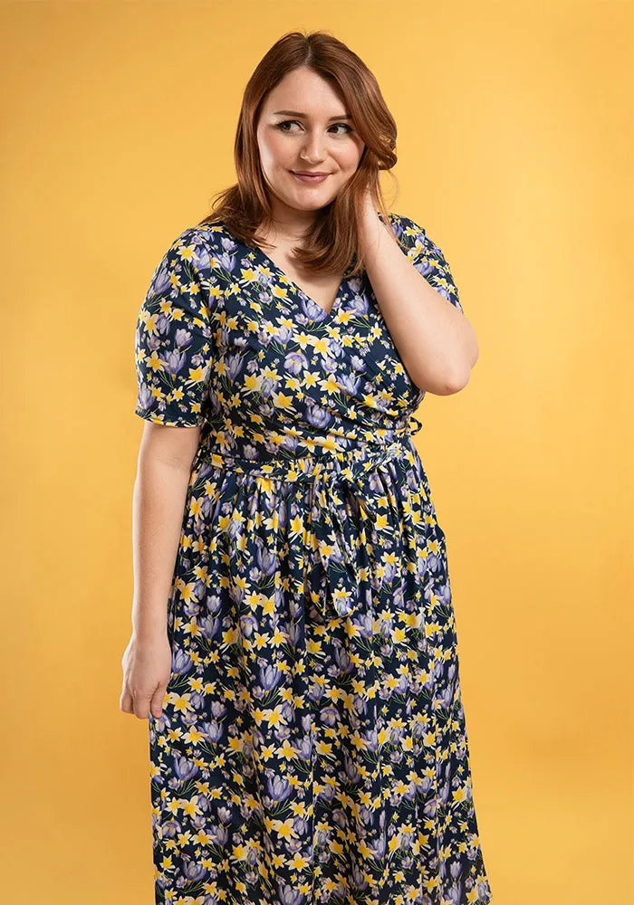 Pascala Crocus & Daffodils Print Midi Dress