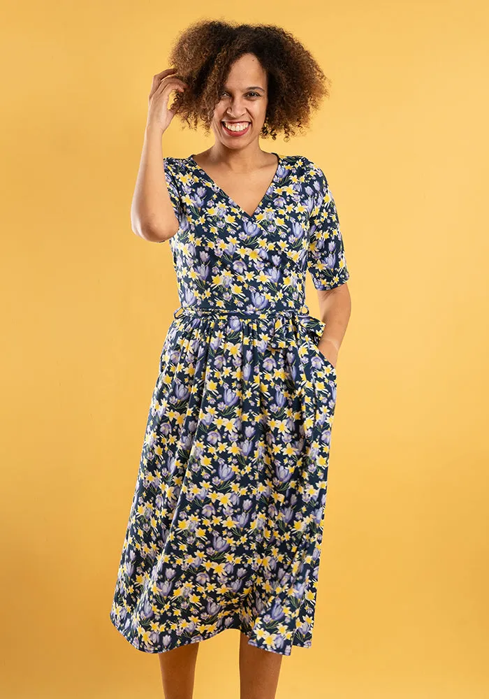 Pascala Crocus & Daffodils Print Midi Dress