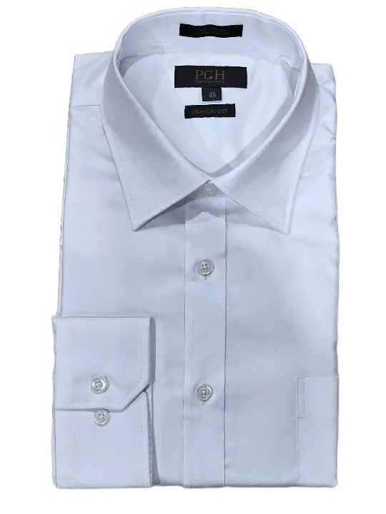 PGH Wraith Pure Cotton White Herringbone shirt